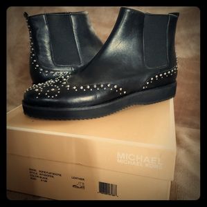 Michael Kors Black Leather Studded ankle boots